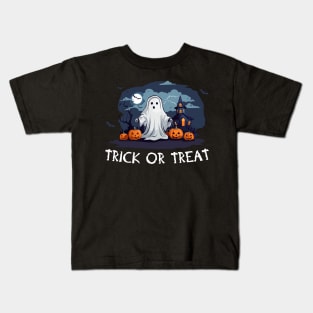 Trick or treat halloween ghost (on dark colors) Kids T-Shirt